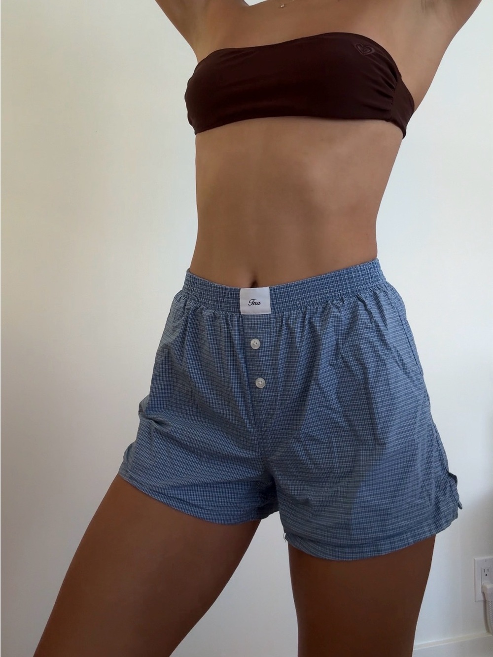 Blue Gingham Boxer Shorts